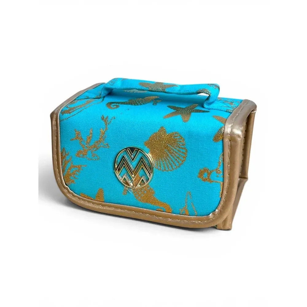 Macbeth Collection Margaret Josephs Travel Jewelry Roll Turquoise Gold Sea Life